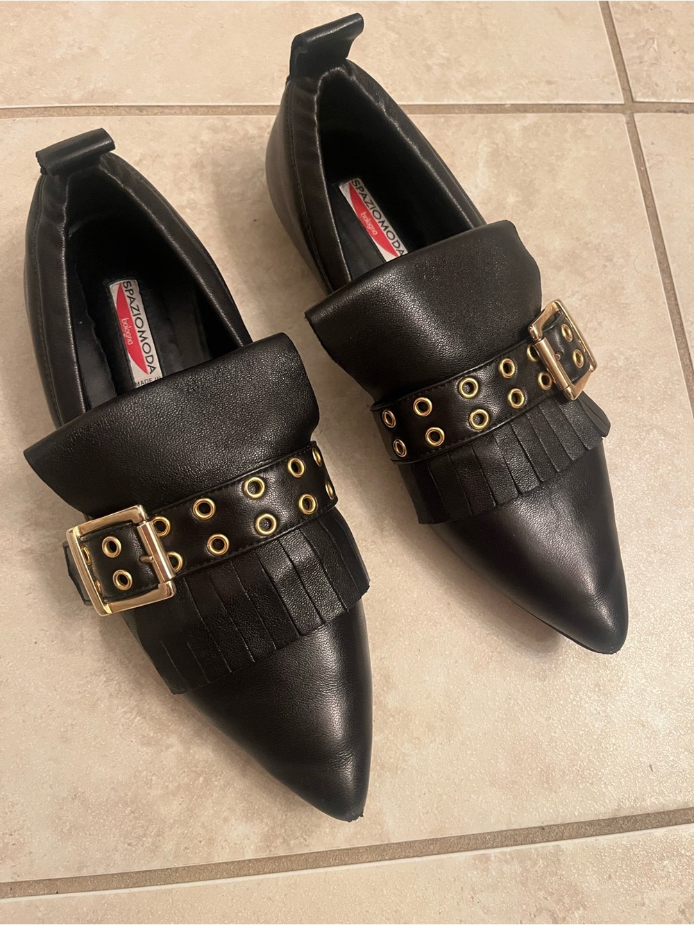 Spaziomoda Bologna Black Leather Loafers – Made in Italy – Size 37